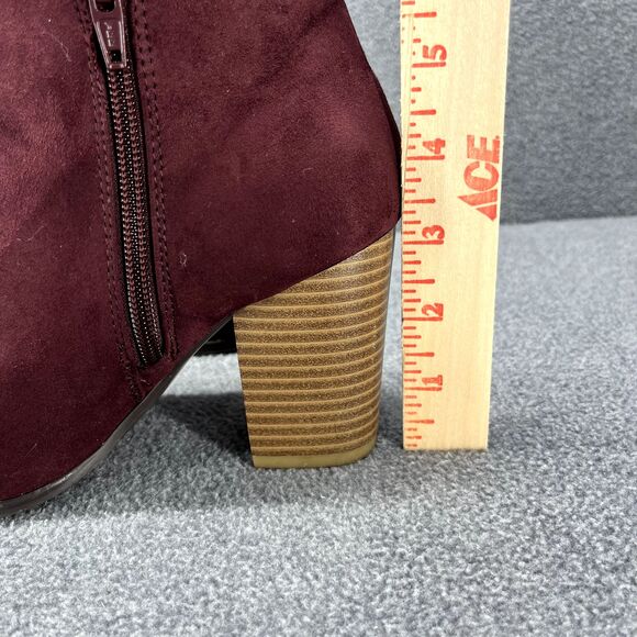 Apt 9 Boots Womens 5.5 Med Burgundy Red Wine Maroon Booties Block Heels - Picture 10 of 14